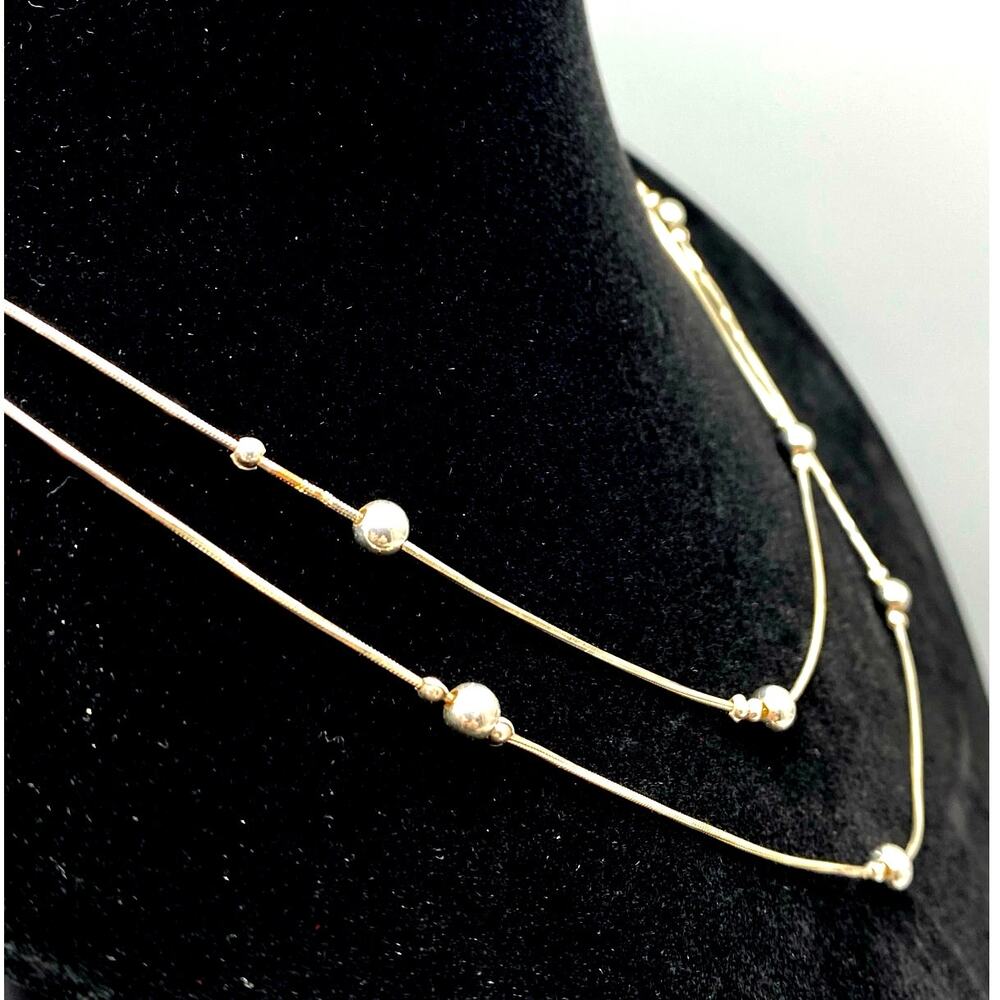 Italy Double Ball and Chain Sterling Necklace‎